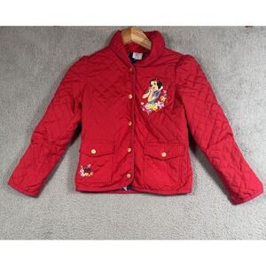 Disney Store Snow White Jacket Girls 9/10 Red Quilted Embroidered Princess Coat